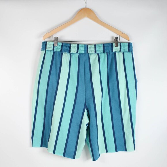 LuLaRoe Lightweight Striped Blue and Green Shorts - 2XL - Pockets - Picture 2 of 7